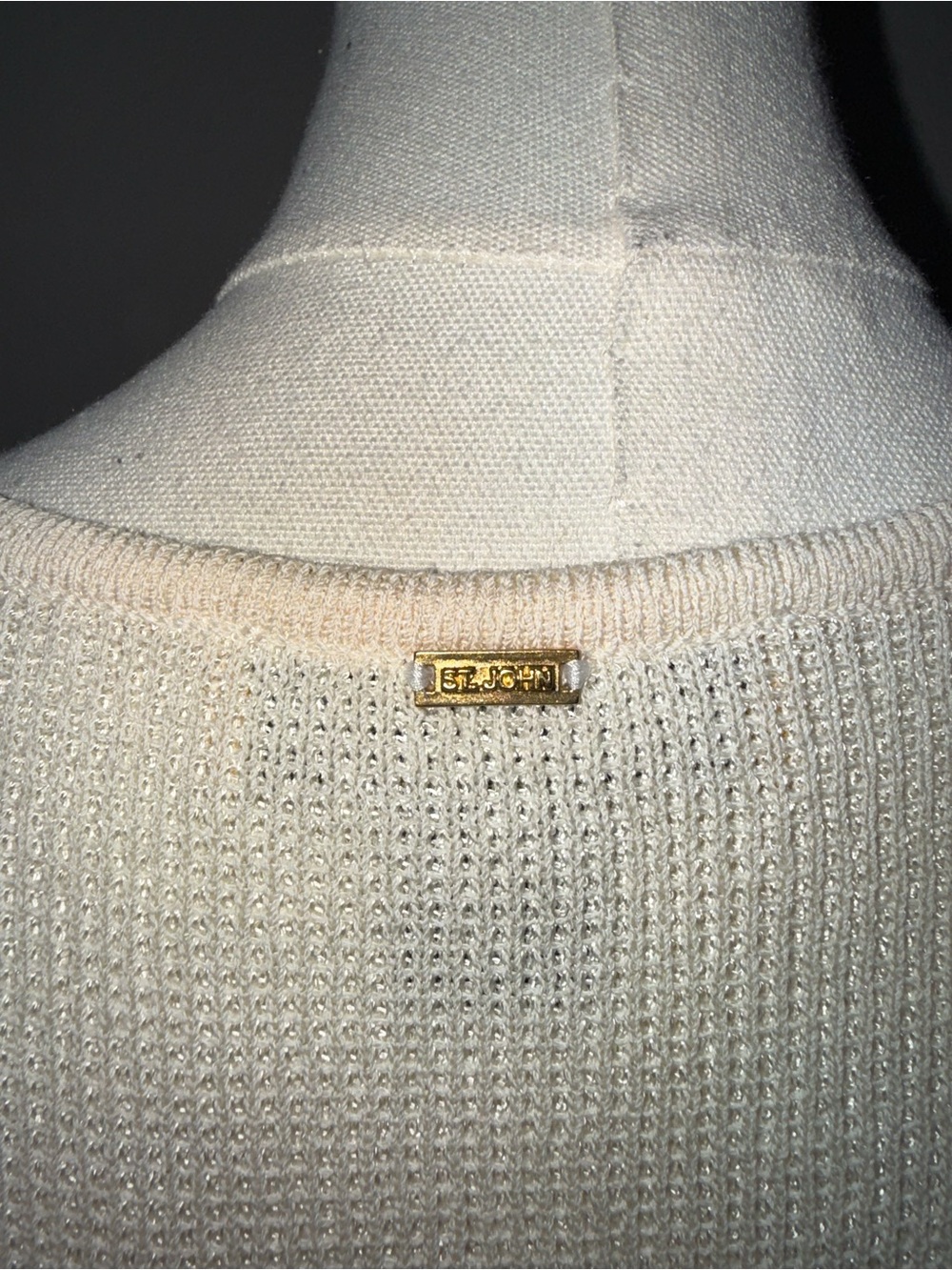 Vintage St. John Yellow Label Cream Knit Top & Sweater 2 Piece SET Knit in USA S - Picture 5 of 10